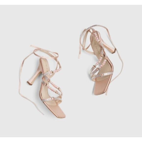 Mia Becar Gold Champane Audrey Sandal Size 41 US 11 Bling Strappy Dress Formal - Picture 5 of 16